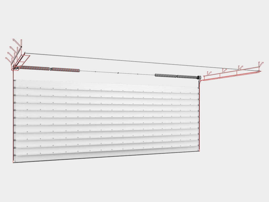 Eksklyuziv variant - eshik bargini ushlab turish tizimiga ega quvvatni o'rnatish inshooti dinamik yuk ostida gorizontal yo'riqnomalarning qattiq holatini va eshik bargining tushishidan qo'shimcha sug'urtalashni ta'minlaydi.
